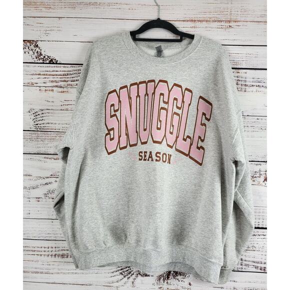 Gildan Heavy Blend Snuggle Season Sweatshirt XL Womens Gray Pullover Crew Neck - Picture 1 of 6